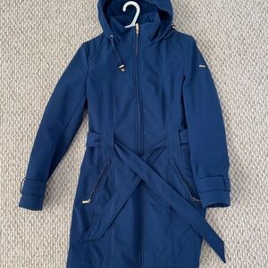 Karl Lagerfeld Navy Hooded Trench Coat